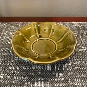 Vintage McCoy Green Bowl With Scalloped Edge
